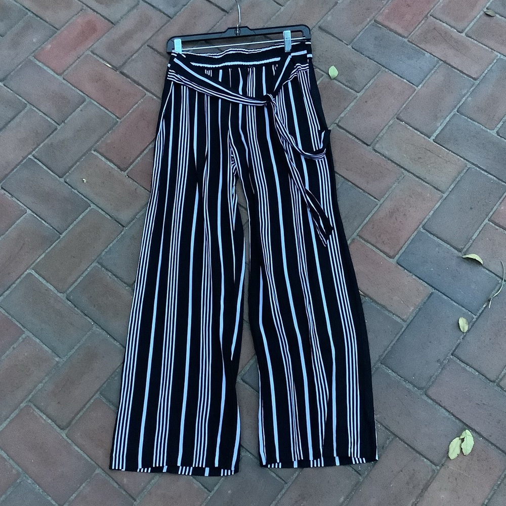 Cynthia Rowley black and white striped pants